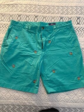 Vineyard Vines Teal Embroidered Fruit Flat Front Men's Shorts